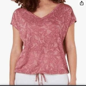 Ideology Womens Printed Drawstring T-Shirt Rose Color Large